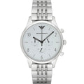 Emporio Armani Beta AR1879 43mm Men's Chronograph Watch – White & Silver-Tone Stainless Steel Bracelet