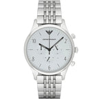 Emporio Armani Beta AR1879 43mm Men's Chronograph Watch – White & Silver-Tone Stainless Steel Bracelet