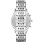 Emporio Armani Beta AR1942 43mm Men's Chronograph Watch – Navy Blue Sunray & Silver-Tone Stainless Steel Bracelet