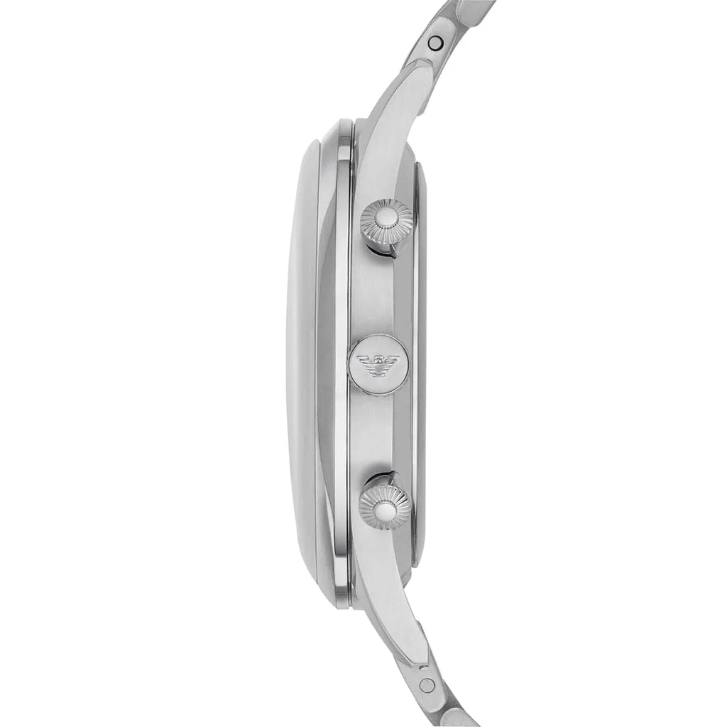 Emporio Armani Beta AR1942 43mm Men's Chronograph Watch – Navy Blue Sunray & Silver-Tone Stainless Steel Bracelet
