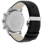 Emporio Armani Classic AR0385 43mm Men's Chronograph Watch – White & Black Genuine Leather Strap