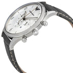 Emporio Armani Classic AR1861 43mm Men's Chronograph Watch – White & Black Genuine Leather Strap