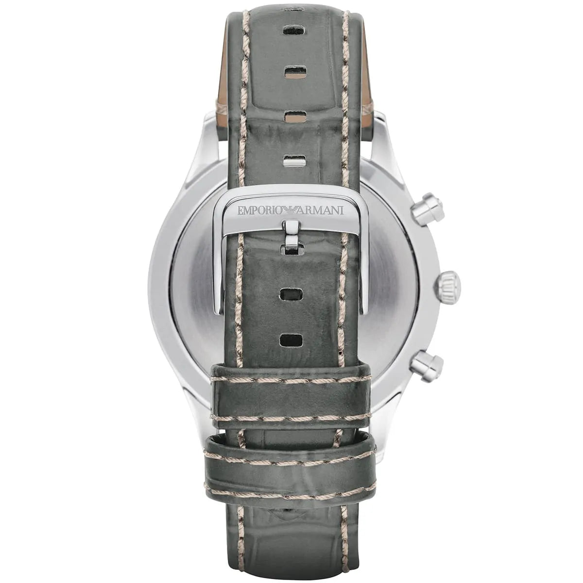 Emporio Armani Classic AR1861 43mm Men's Chronograph Watch – White & Black Genuine Leather Strap