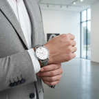 Emporio Armani Classic AR1861 43mm Men's Chronograph Watch – White & Black Genuine Leather Strap