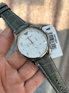 Emporio Armani Classic AR1861 43mm Men's Chronograph Watch – White & Black Genuine Leather Strap