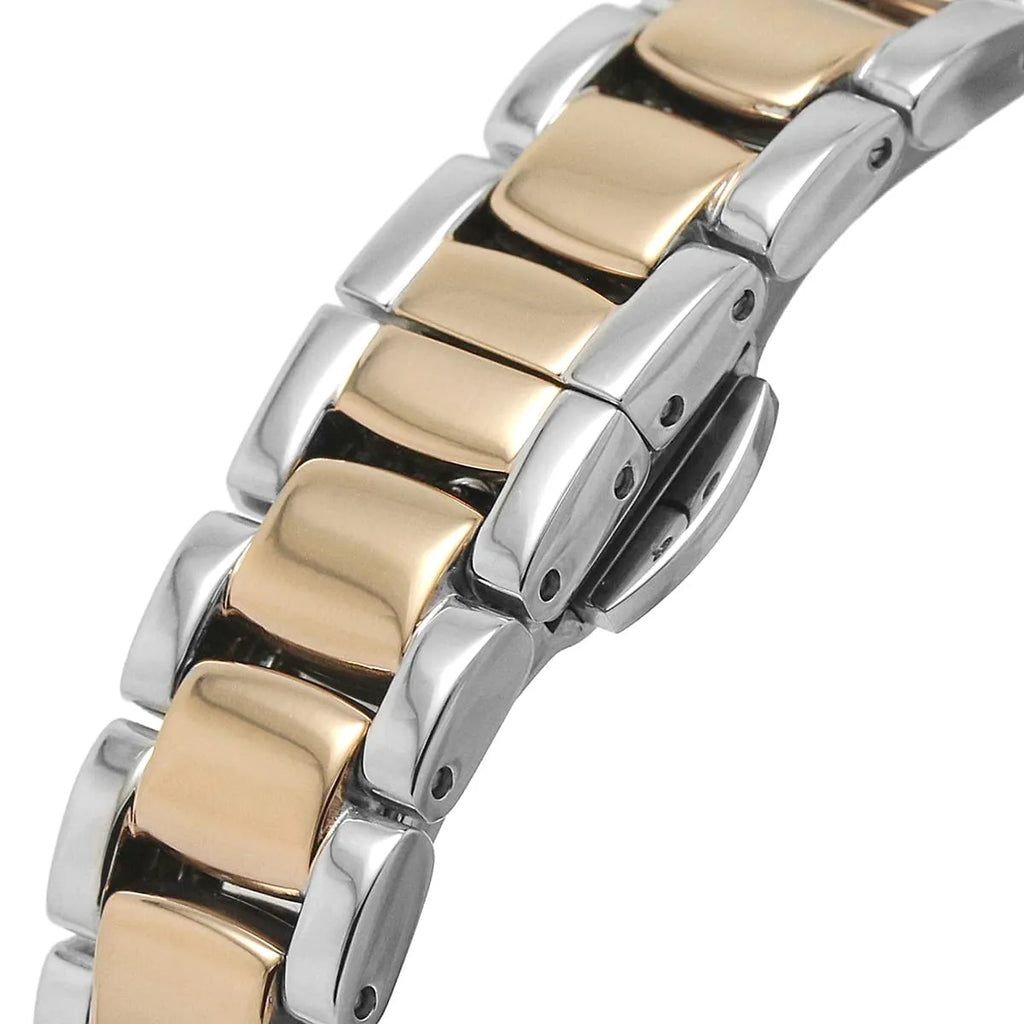 Emporio Armani Cleo AR11499 32mm Women's Quartz Watch – White Mother-of-Pearl Crystal-Set & Two-Tone Silver and Rose Gold Stainless Steel Bracelet