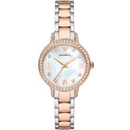 Emporio Armani Cleo AR11499 32mm Women's Quartz Watch – White Mother-of-Pearl Crystal-Set & Two-Tone Silver and Rose Gold Stainless Steel Bracelet
