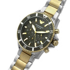 Emporio Armani Diver AR11361 43mm Men's Chronograph Watch – Two-Tone Sunray & Two-Tone Rubber Strap