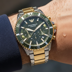 Emporio Armani Diver AR11361 43mm Men's Chronograph Watch – Two-Tone Sunray & Two-Tone Rubber Strap