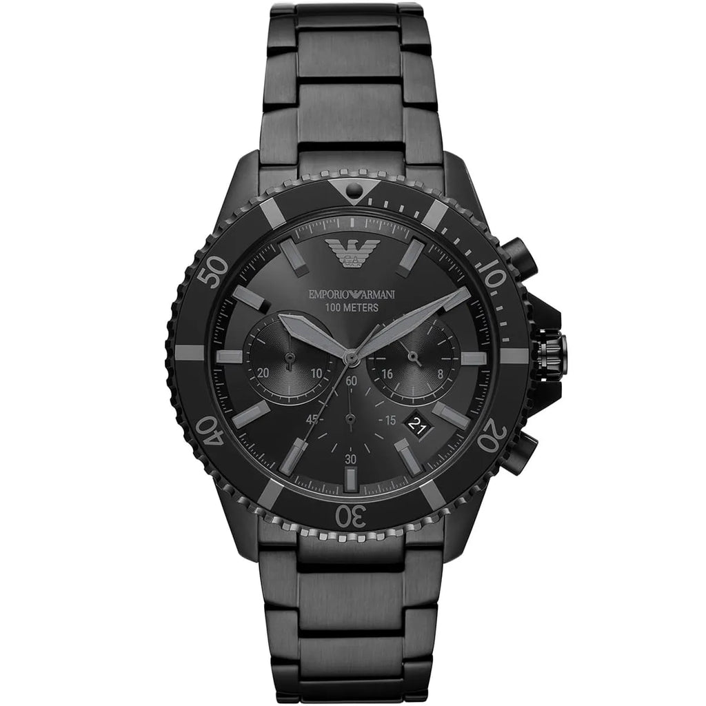 Emporio Armani Diver AR11363 Men's Chronograph Watch – Black & Black Stainless Steel Bracelet