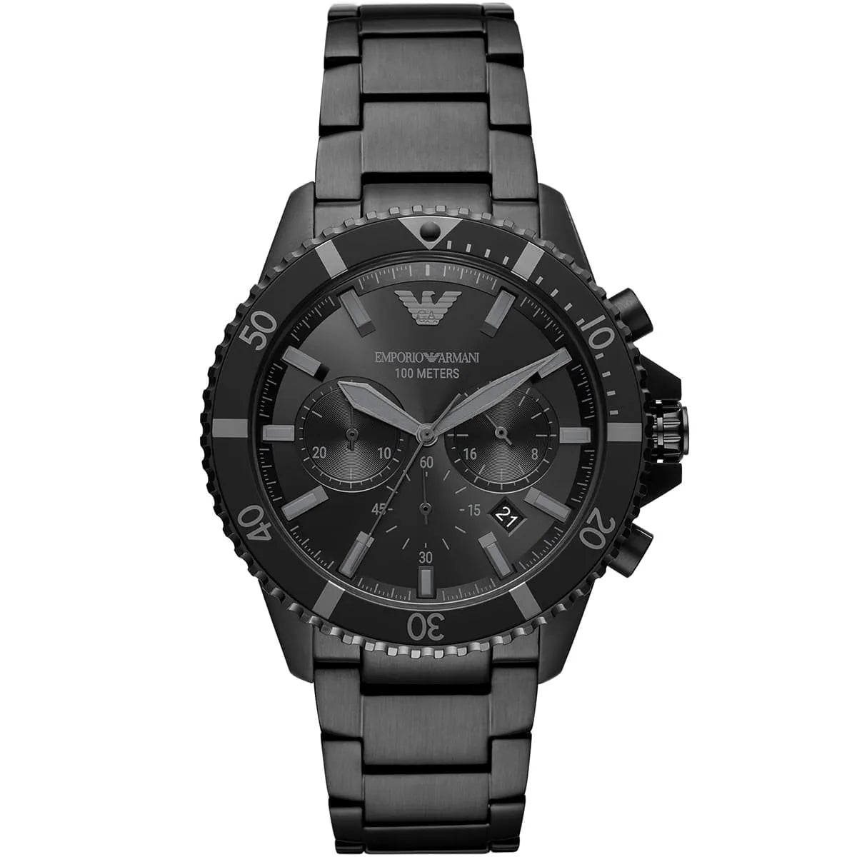 Emporio Armani Diver AR11363 Men's Chronograph Watch – Black & Black Stainless Steel Bracelet