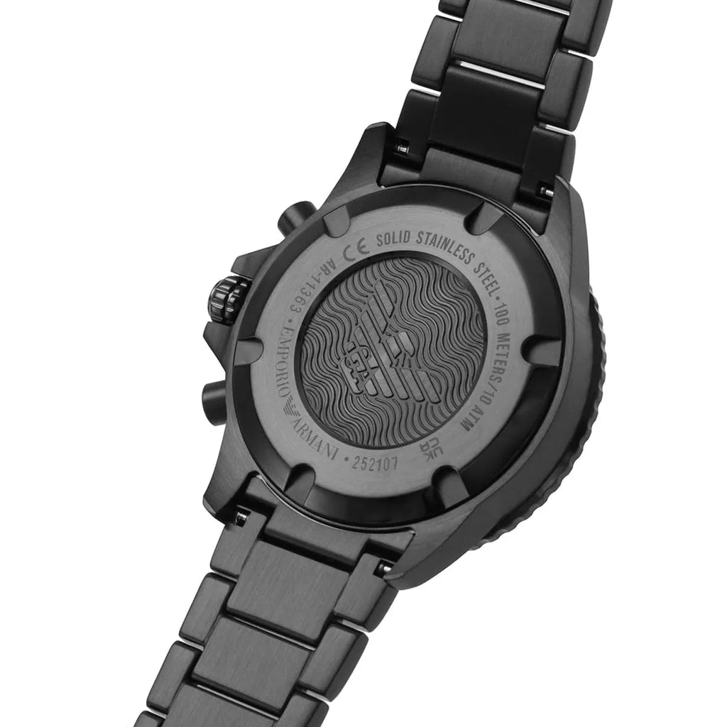 Emporio Armani Diver AR11363 Men's Chronograph Watch – Black & Black Stainless Steel Bracelet