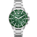 Emporio Armani Diver AR11500 Men's Chronograph Watch – Green Sunray & Green Stainless Steel Bracelet