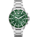 Emporio Armani Diver AR11500 Men's Chronograph Watch – Green Sunray & Green Stainless Steel Bracelet