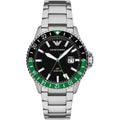 Emporio Armani Diver AR11589 43mm Men's Quartz Watch – Black Textured & Silver-Tone Stainless Steel Bracelet