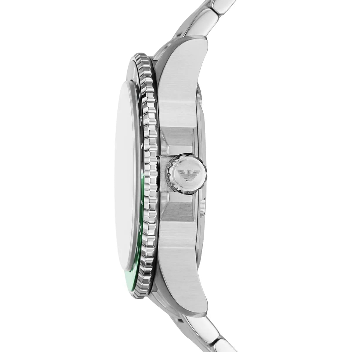 Emporio Armani Diver AR11589 43mm Men's Quartz Watch – Black Textured & Silver-Tone Stainless Steel Bracelet