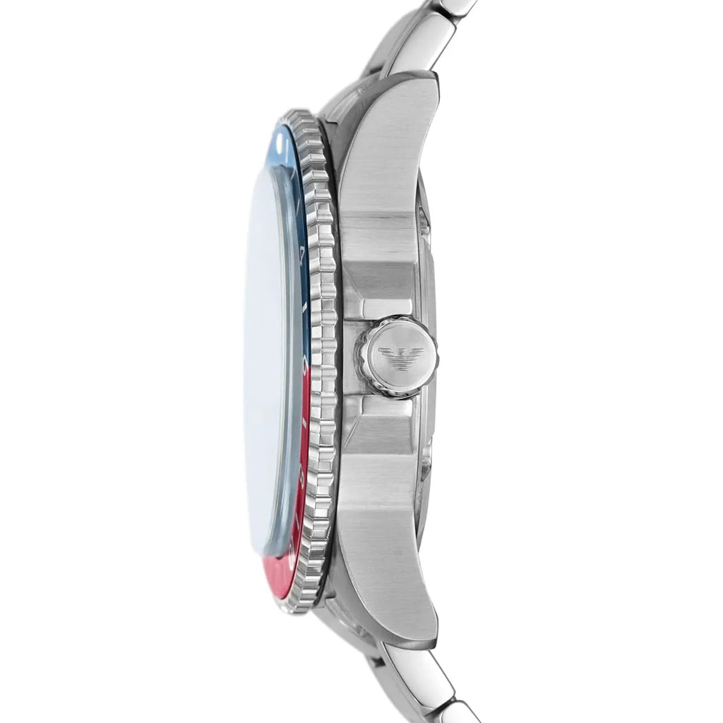 Emporio Armani Diver AR11590 43mm Men's Quartz Watch – Blue & Silver-Tone Stainless Steel Bracelet