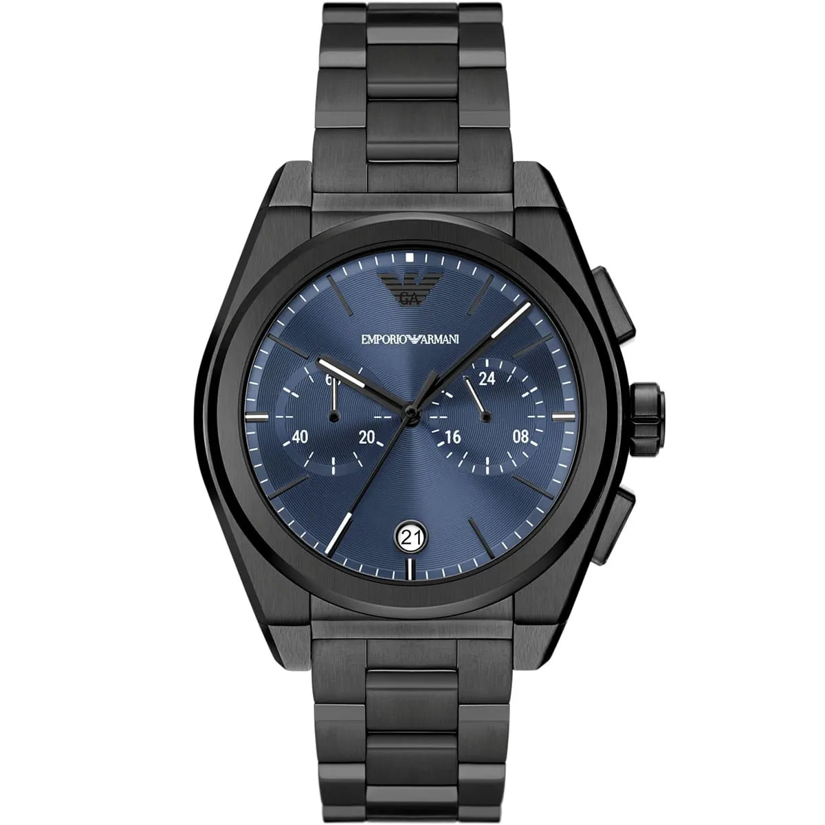 Emporio Armani Federico AR11561 43mm Men's Chronograph Watch – Gunmetal Sunray & Gunmetal Stainless Steel Bracelet