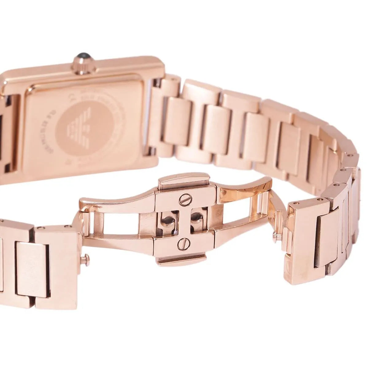 Emporio Armani Genni AR11641 32mm Women's Quartz Watch – Emerald Green Crystal-Set & Rose Gold Stainless Steel Bracelet