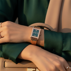 Emporio Armani Genni AR11641 32mm Women's Quartz Watch – Emerald Green Crystal-Set & Rose Gold Stainless Steel Bracelet