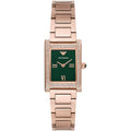 Emporio Armani Genni AR11641 32mm Women's Quartz Watch – Emerald Green Crystal-Set & Rose Gold Stainless Steel Bracelet