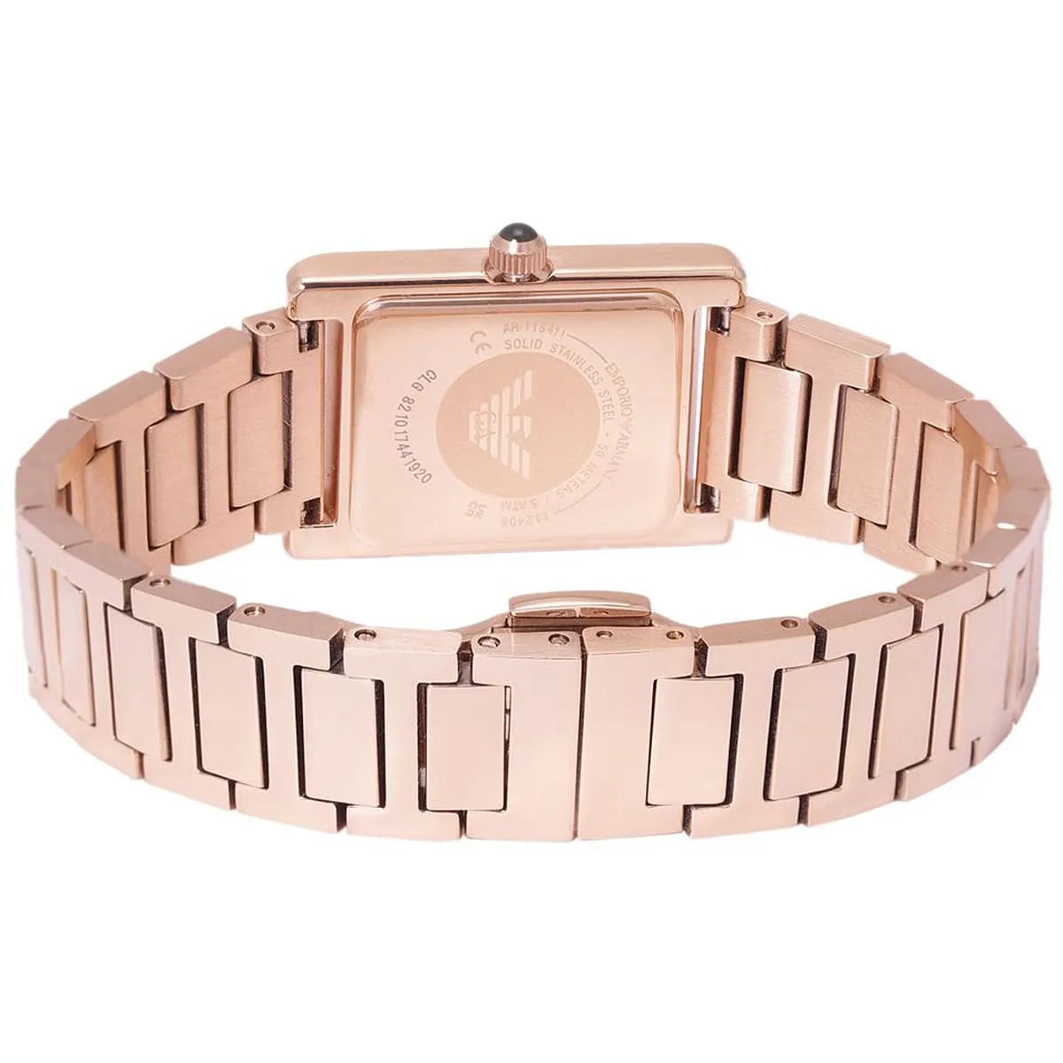 Emporio Armani Genni AR11641 32mm Women's Quartz Watch – Emerald Green Crystal-Set & Rose Gold Stainless Steel Bracelet