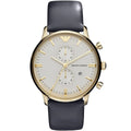 Emporio Armani Gianni AR0386 Men's Chronograph Watch – Champagne Sunray & Gold-Tone Genuine Leather Strap