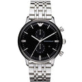 Emporio Armani Gianni AR0389 Men's Chronograph Watch – Black & Black Stainless Steel Bracelet