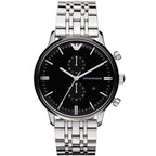 Emporio Armani Gianni AR0389 Men's Chronograph Watch – Black & Black Stainless Steel Bracelet