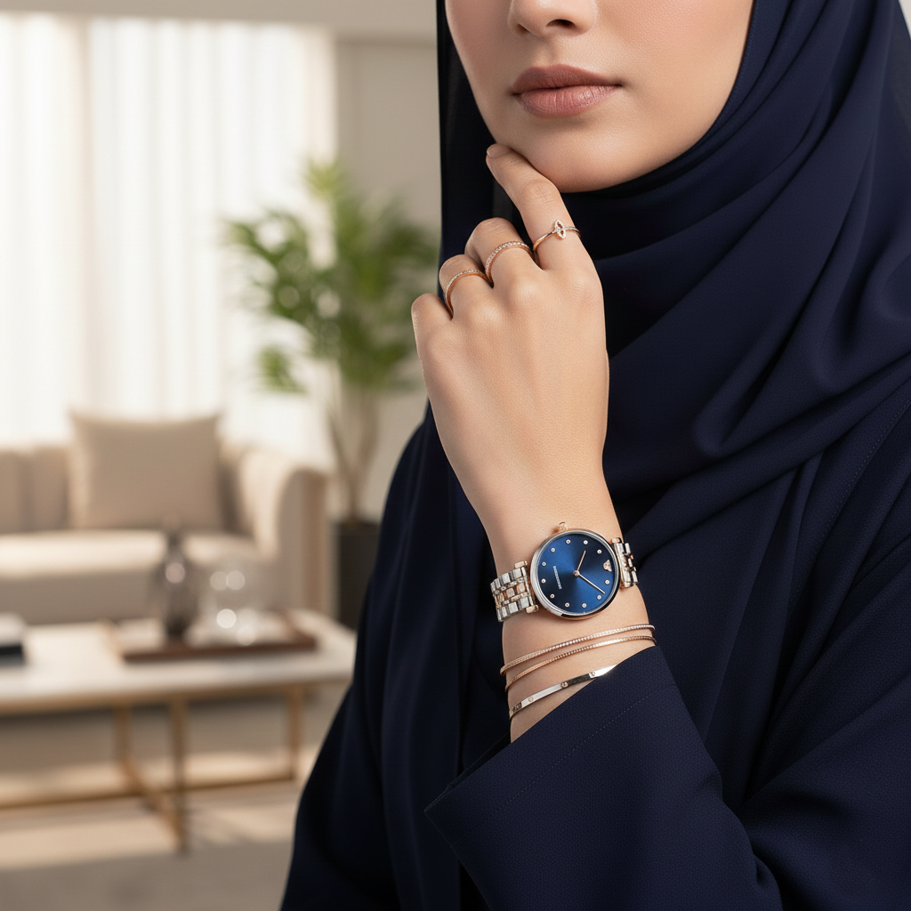 Emporio Armani Gianni T-Bar AR11092 32mm Women's Quartz Watch – Blue Sunray & Two-Tone Silver and Rose Gold Stainless Steel Bracelet
