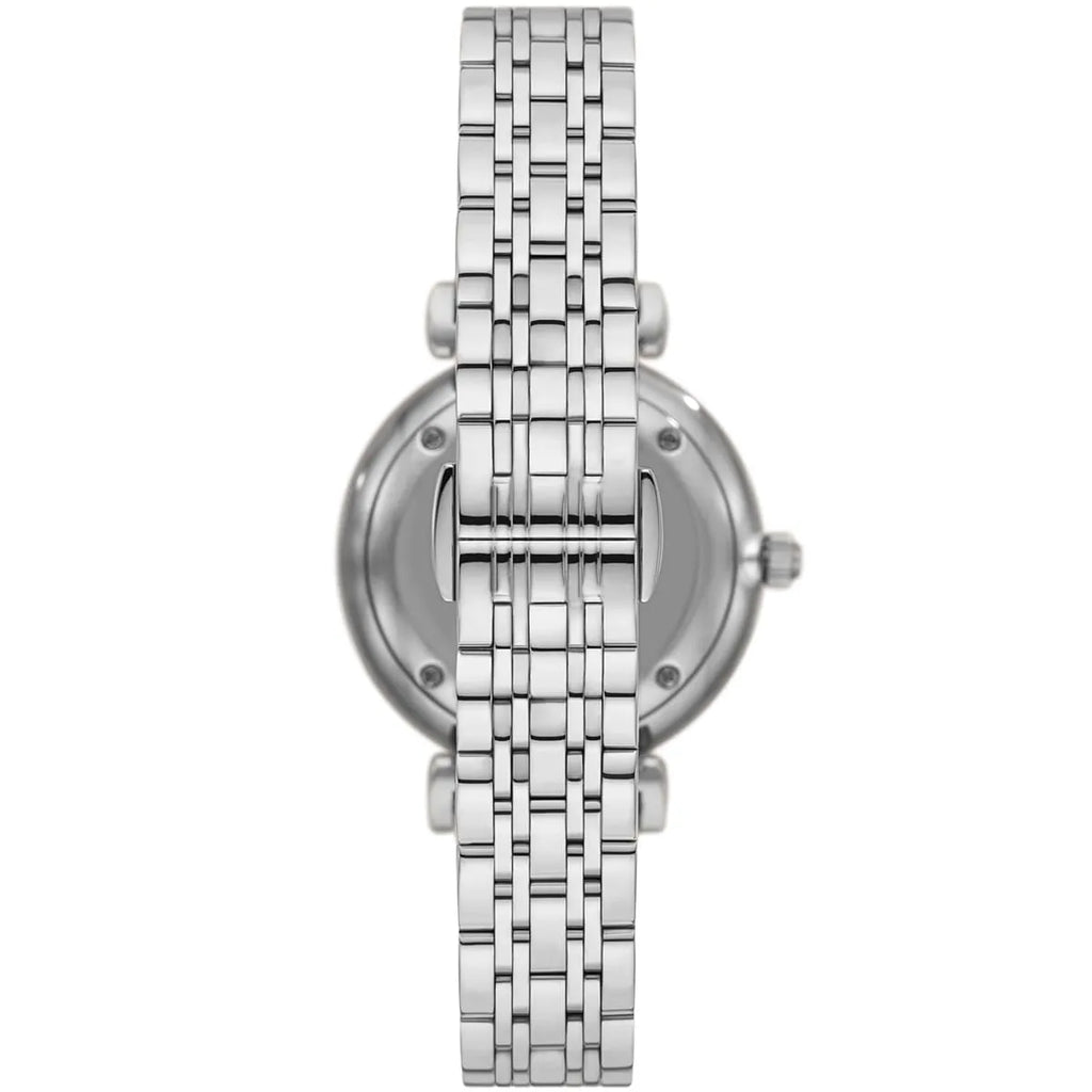 Emporio Armani Gianni T-Bar AR11445 32mm Women's Quartz Watch – Silver Crystal-Set & Silver Stainless Steel Bracelet