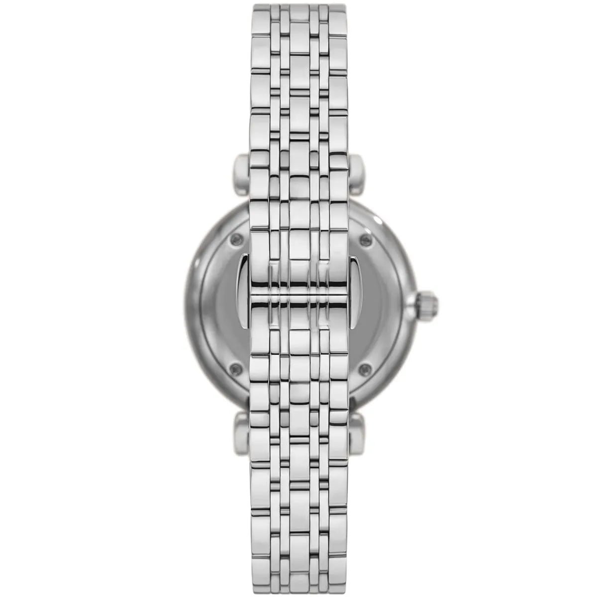 Emporio Armani Gianni T-Bar AR11445 32mm Women's Quartz Watch – Silver Crystal-Set & Silver Stainless Steel Bracelet