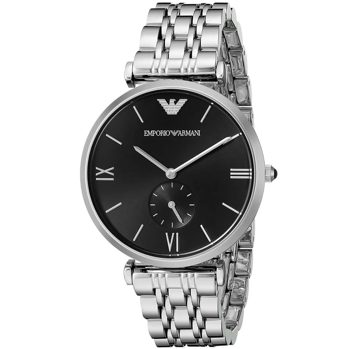 Emporio Armani Gianni AR1676 40mm Men's Quartz Watch – Black & Silver-Tone Stainless Steel Bracelet