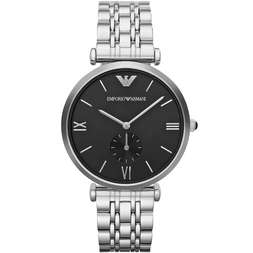 Emporio Armani Gianni AR1676 40mm Men's Quartz Watch – Black & Silver-Tone Stainless Steel Bracelet