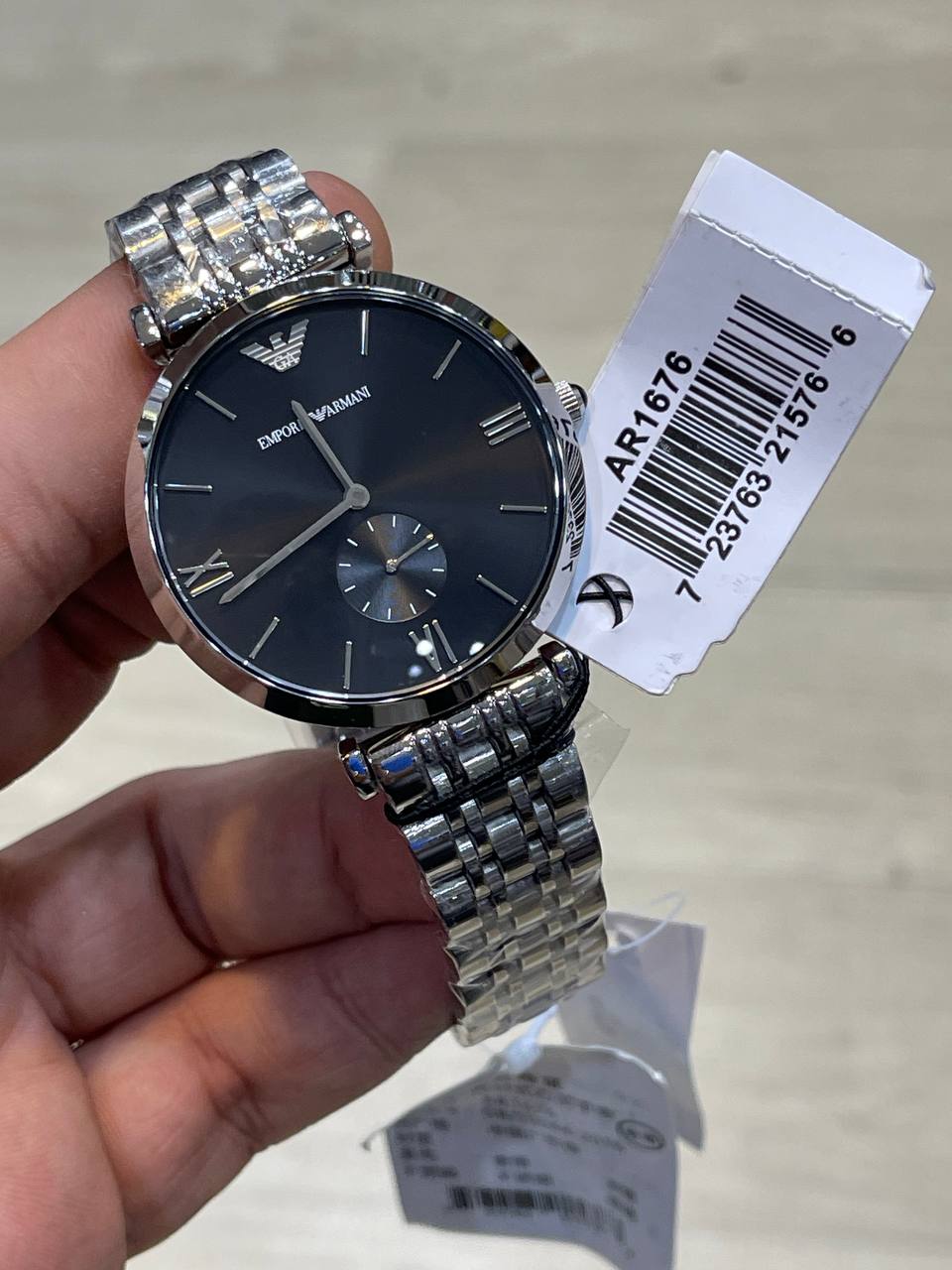 Emporio Armani Gianni AR1676 40mm Men's Quartz Watch – Black & Silver-Tone Stainless Steel Bracelet