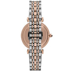 Emporio Armani Gianni T-Bar AR1725 32mm Women's Quartz Watch – Two-Tone Sunray & Two-Tone Silver and Rose Gold Stainless Steel Bracelet