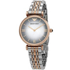 Emporio Armani Gianni T-Bar AR1725 32mm Women's Quartz Watch – Two-Tone Sunray & Two-Tone Silver and Rose Gold Stainless Steel Bracelet