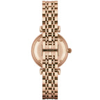 Emporio Armani Gianni T-Bar AR1909 32mm Women's Quartz Watch – Mother-of-Pearl & Rose Gold-Tone Genuine Leather Strap