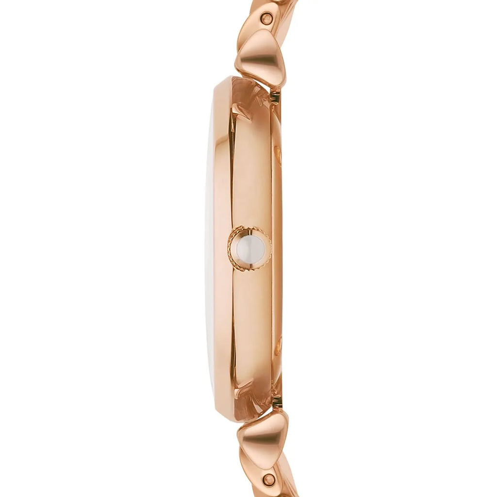 Emporio Armani Gianni T-Bar AR1909 32mm Women's Quartz Watch – Mother-of-Pearl & Rose Gold-Tone Genuine Leather Strap