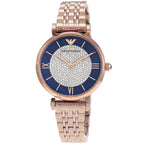 Emporio Armani Gianni T-Bar AR11423 32mm Women's Quartz Watch – Navy Blue & Rose Gold Stainless Steel Bracelet