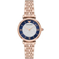 Emporio Armani Gianni T-Bar AR11423 32mm Women's Quartz Watch – Navy Blue & Rose Gold Stainless Steel Bracelet