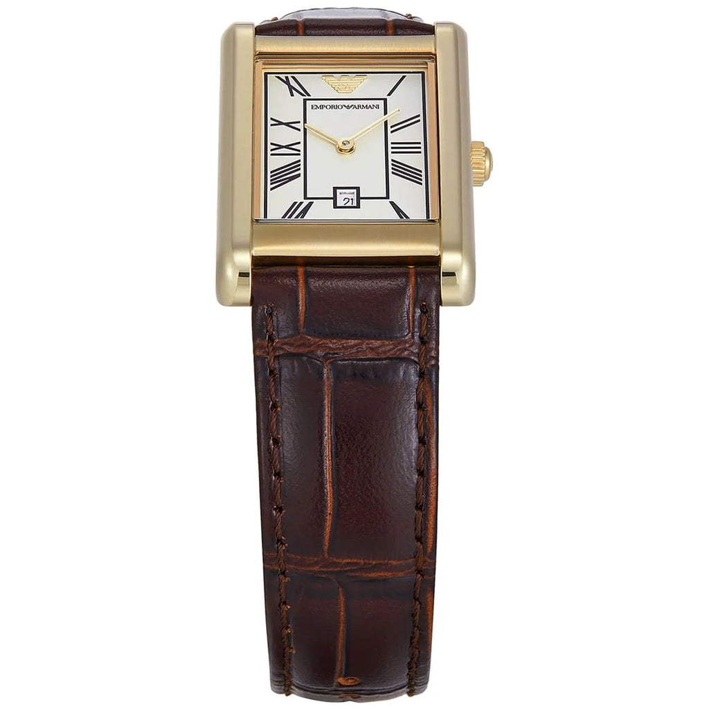 Emporio Armani Gino AR11665 Men's Quartz Watch – Cream & Black Genuine Leather Strap
