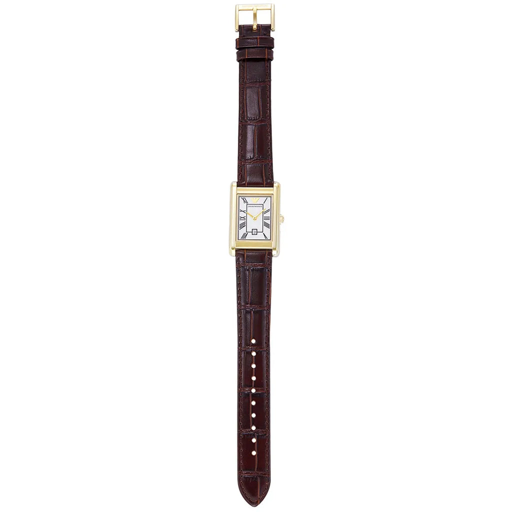 Emporio Armani Gino AR11665 Men's Quartz Watch – Cream & Black Genuine Leather Strap