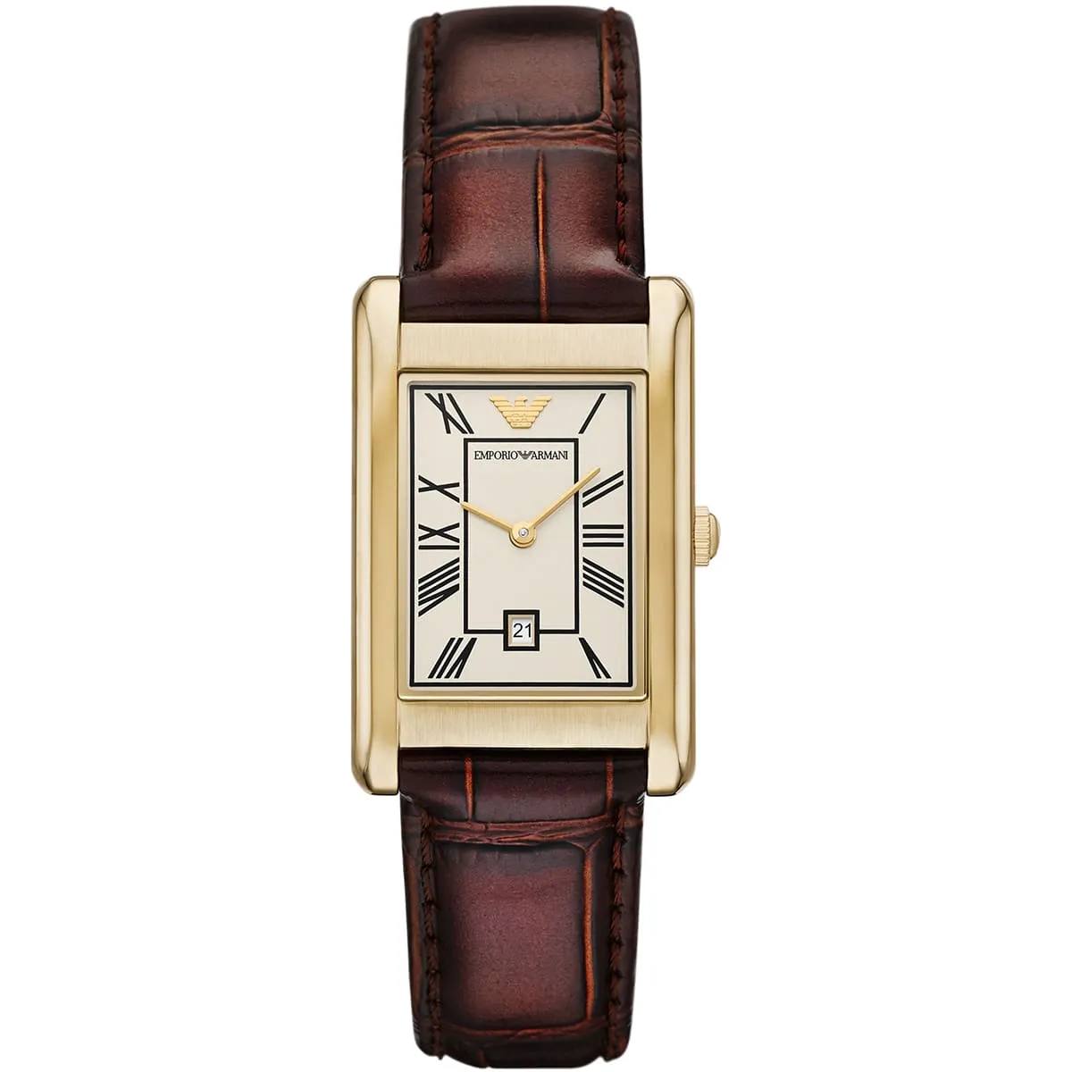 Emporio Armani Gino AR11665 Men's Quartz Watch – Cream & Black Genuine Leather Strap