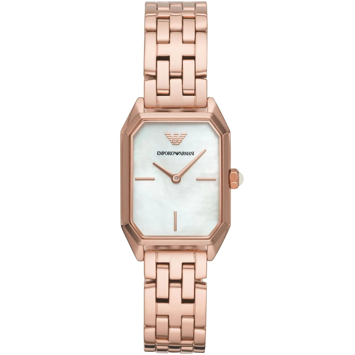 Emporio Armani Gioia AR11147 21mm Women's Quartz Watch – White Mother-of-Pearl & Rose Gold-Tone Stainless Steel Bracelet