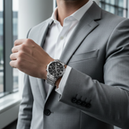 Emporio Armani Giovanni AR11208 43mm Men's Chronograph Watch – Black Sunray & Silver Stainless Steel Bracelet