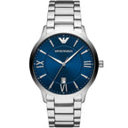 Emporio Armani Giovanni AR11227 43mm Men's Chronograph Watch – Blue Sunray & Black Stainless Steel Bracelet