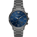 Emporio Armani Giovanni AR11348 43mm Men's Chronograph Watch – Navy Blue Sunray & Navy Blue Genuine Leather Strap