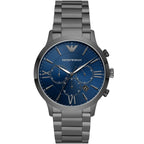 Emporio Armani Giovanni AR11348 43mm Men's Chronograph Watch – Navy Blue Sunray & Navy Blue Genuine Leather Strap