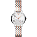 Emporio Armani Kappa AR11113 32mm Women's Quartz Watch – Silver Crystal-Set Floral & Two-Tone Silver and Rose Gold Stainless Steel Bracelet